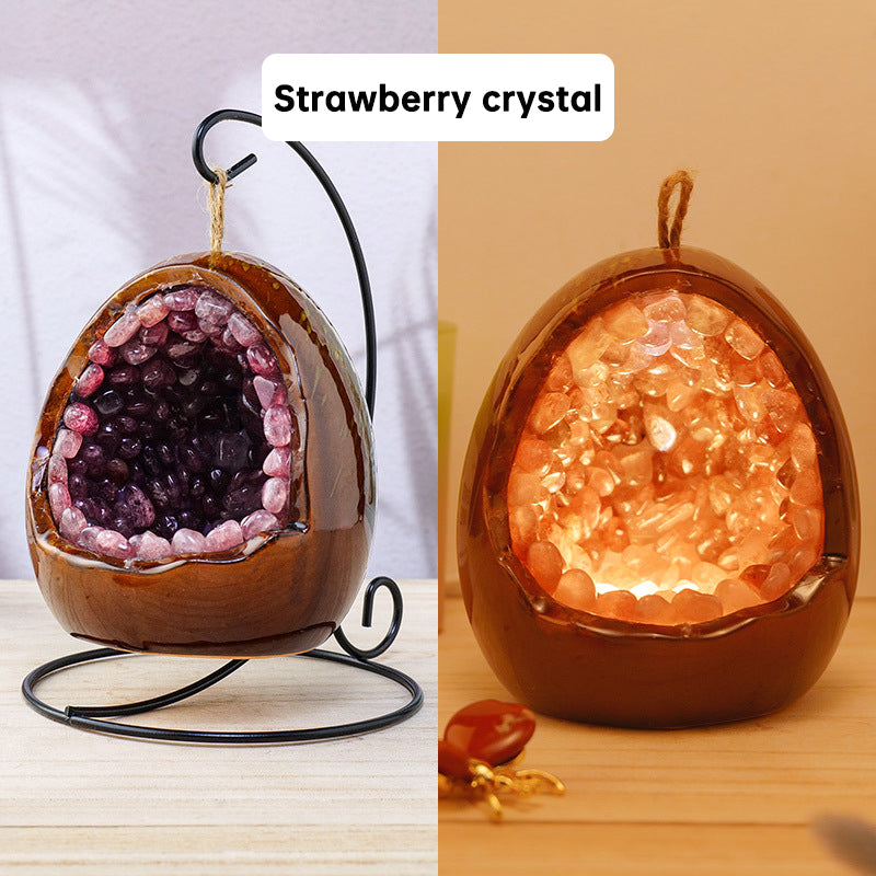 Natural Amethyst Cave Dinosaur Egg Night Light Amethyst Cornucopia Amethyst Tooth Led Lamp Household Lighting