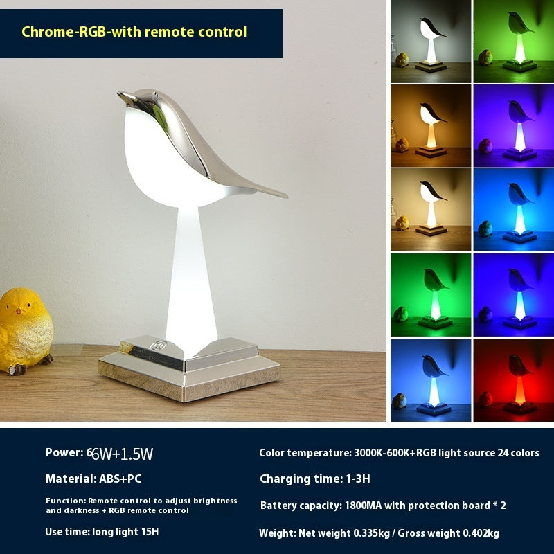 Bedroom Bedside Bird Square Night Light Charging Touch