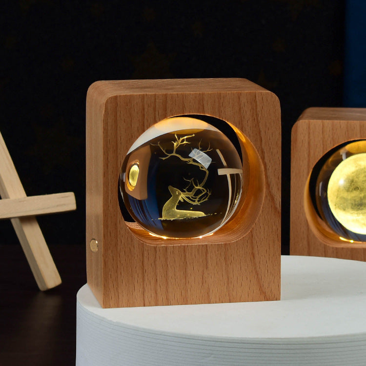 DIY Wooden Night Light 3D Crystal Ball