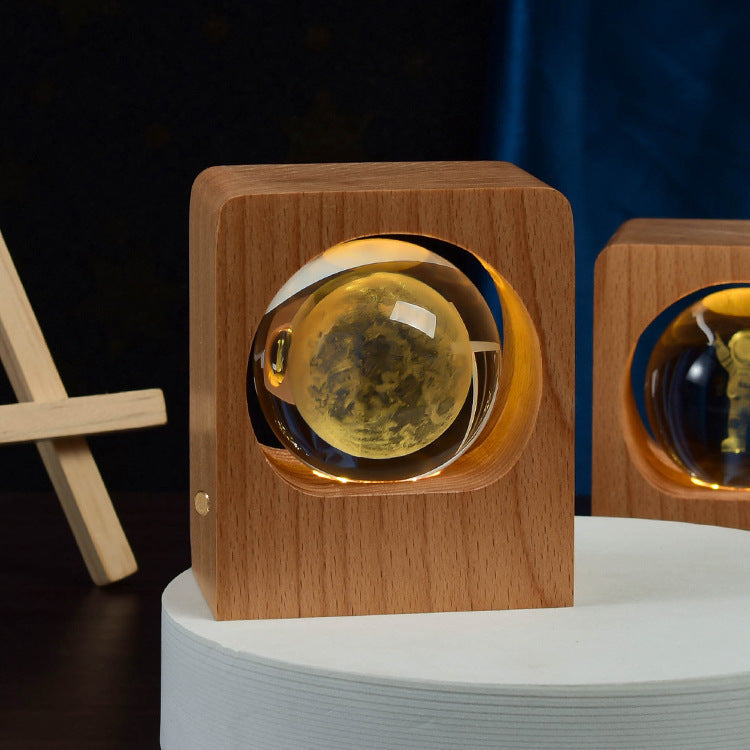 DIY Wooden Night Light 3D Crystal Ball