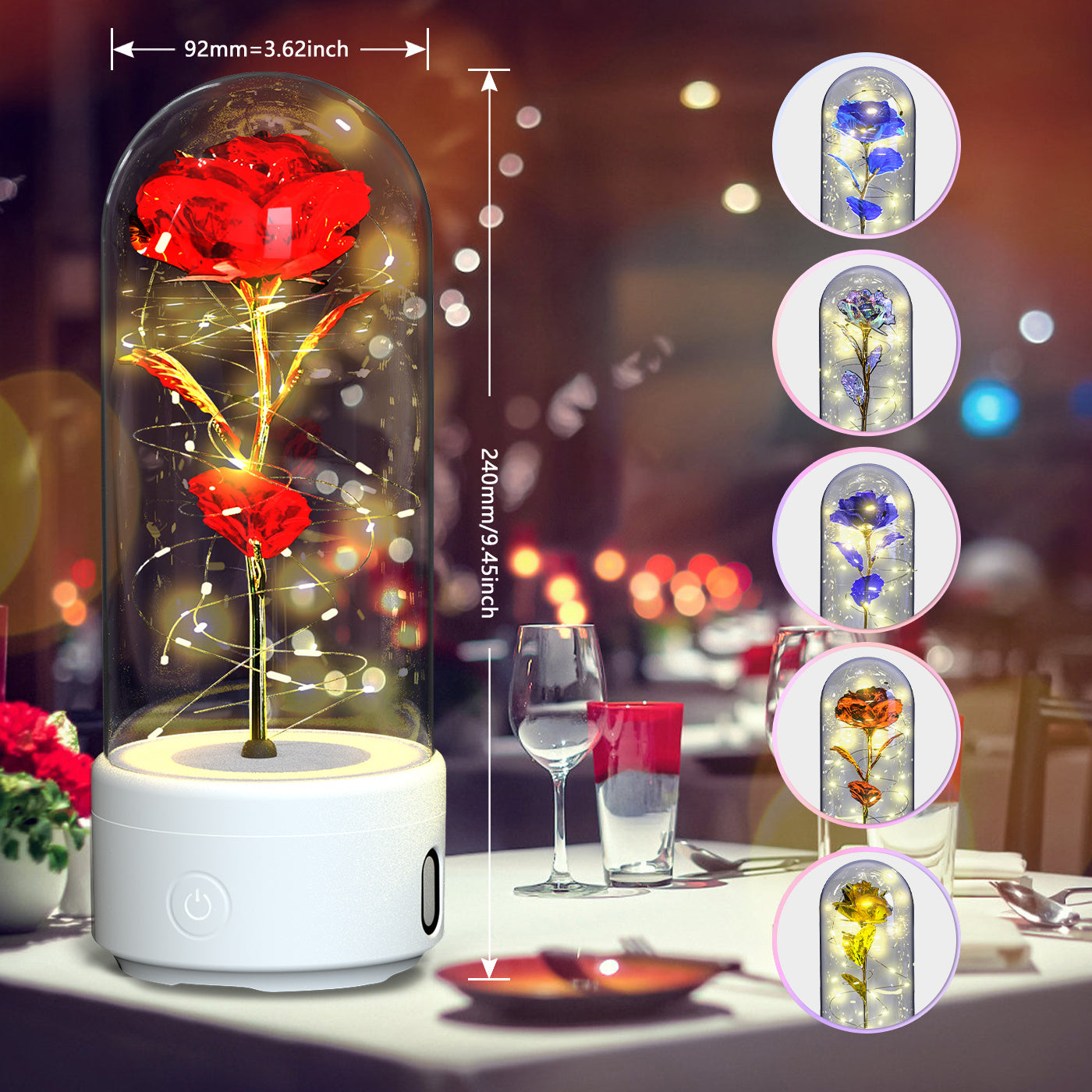 Hot Sale - Everlasting Rose LED Night Light Bluetooth Speaker