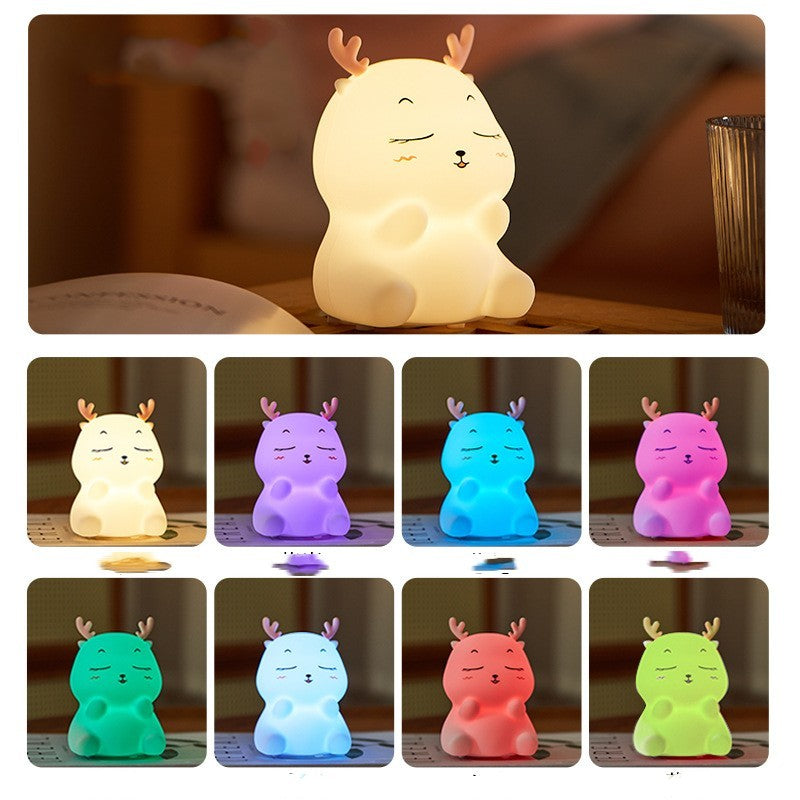 Deer Silicone Pat Lamp Nursing Seven-color Night Light