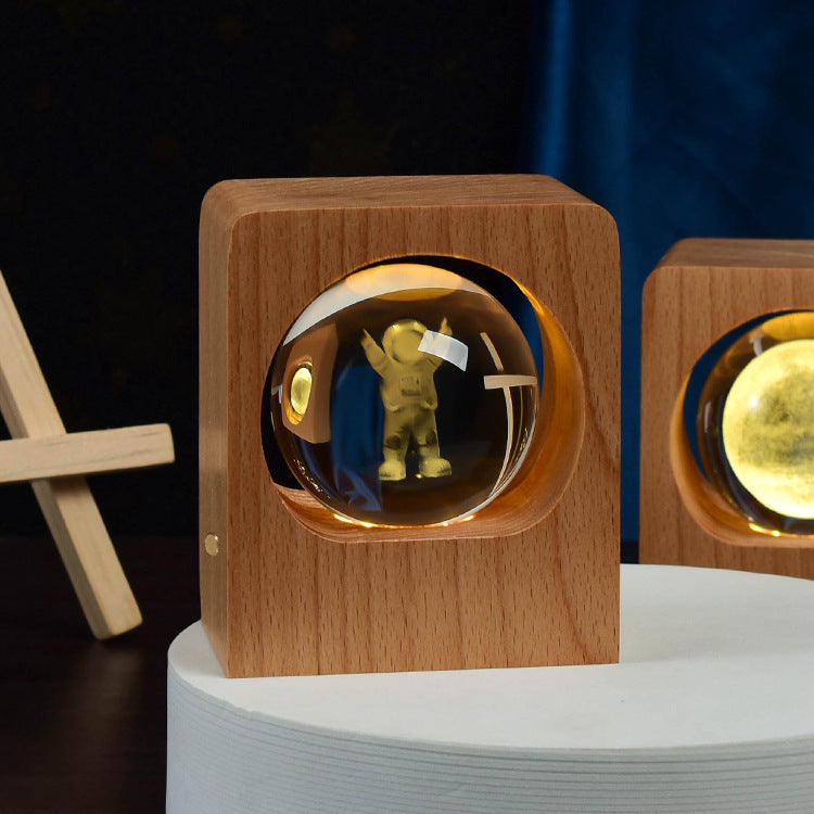 DIY Wooden Night Light 3D Crystal Ball