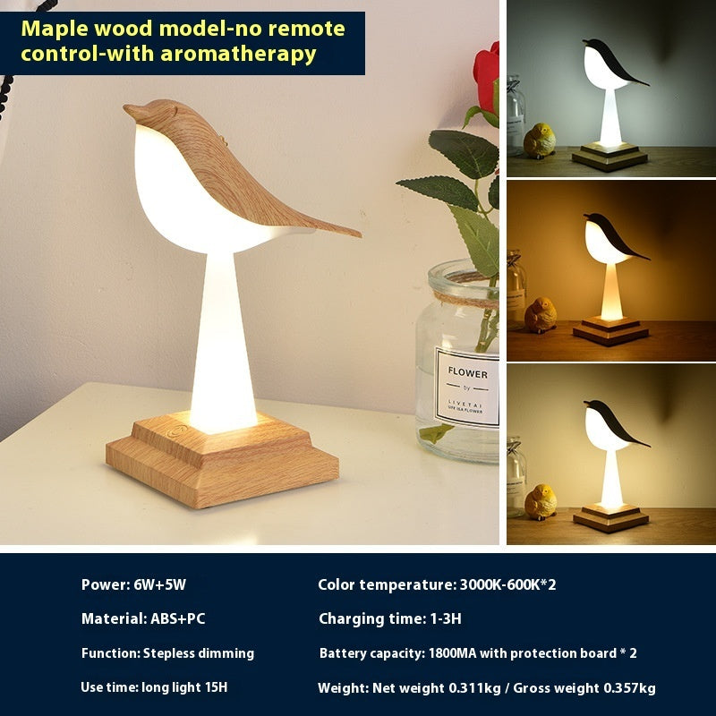 Bedroom Bedside Bird Square Night Light Charging Touch