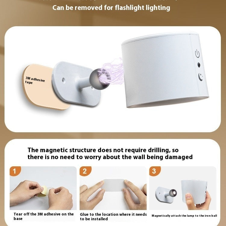 Wireless Spotlight Wireless Magnetic Bedside Reading Lamp Punch-free