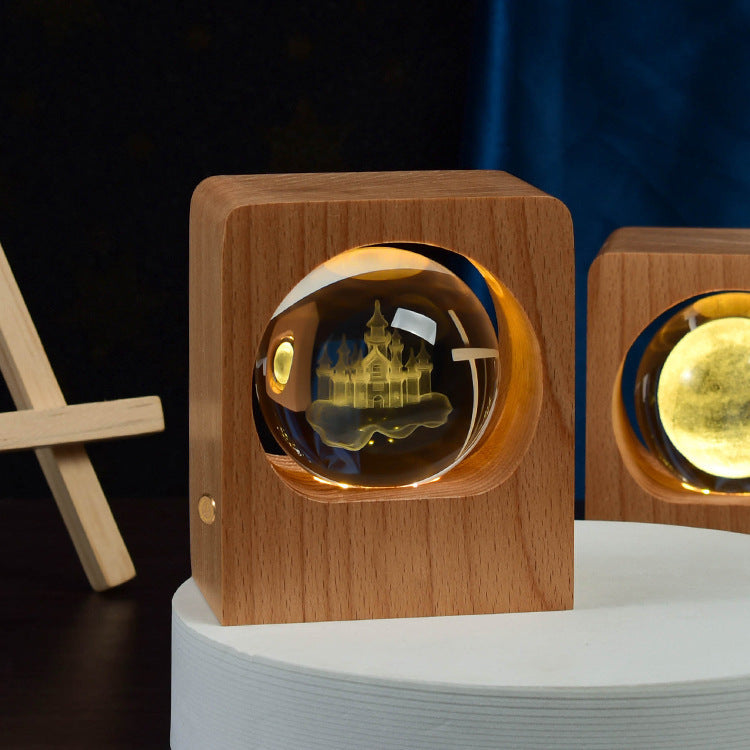 DIY Wooden Night Light 3D Crystal Ball