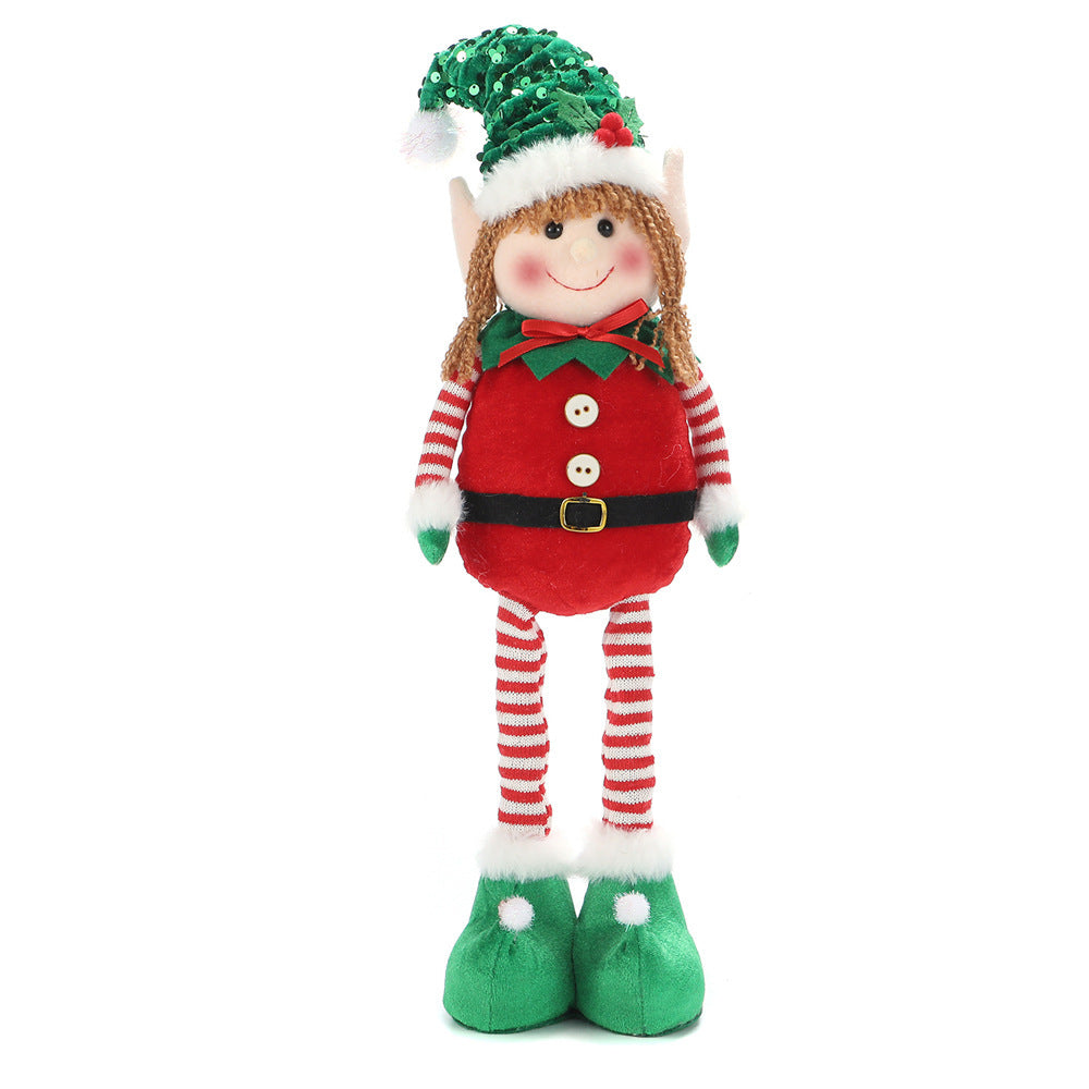 Christmas Hanging Leg Elf Telescopic Doll Ornaments Gift