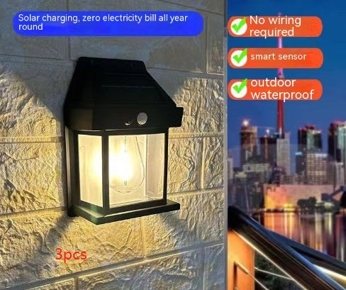 Outdoor Solar  Waterproof Tungsten Induction Garden Wall Lamp