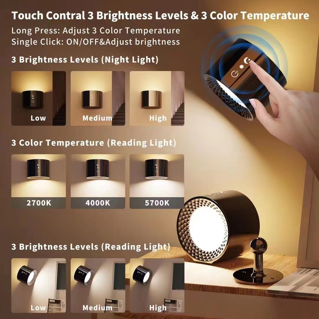 Double-headed Magnetic Wall Bedroom Eye Protection Bedside Corridor Small Night Lamp