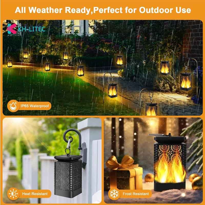 Solar Hanging Flame Torch Lights Flickering Light Waterproof Garden Decoration Outdoor Lawn Path Yard Patio Floor Lamps