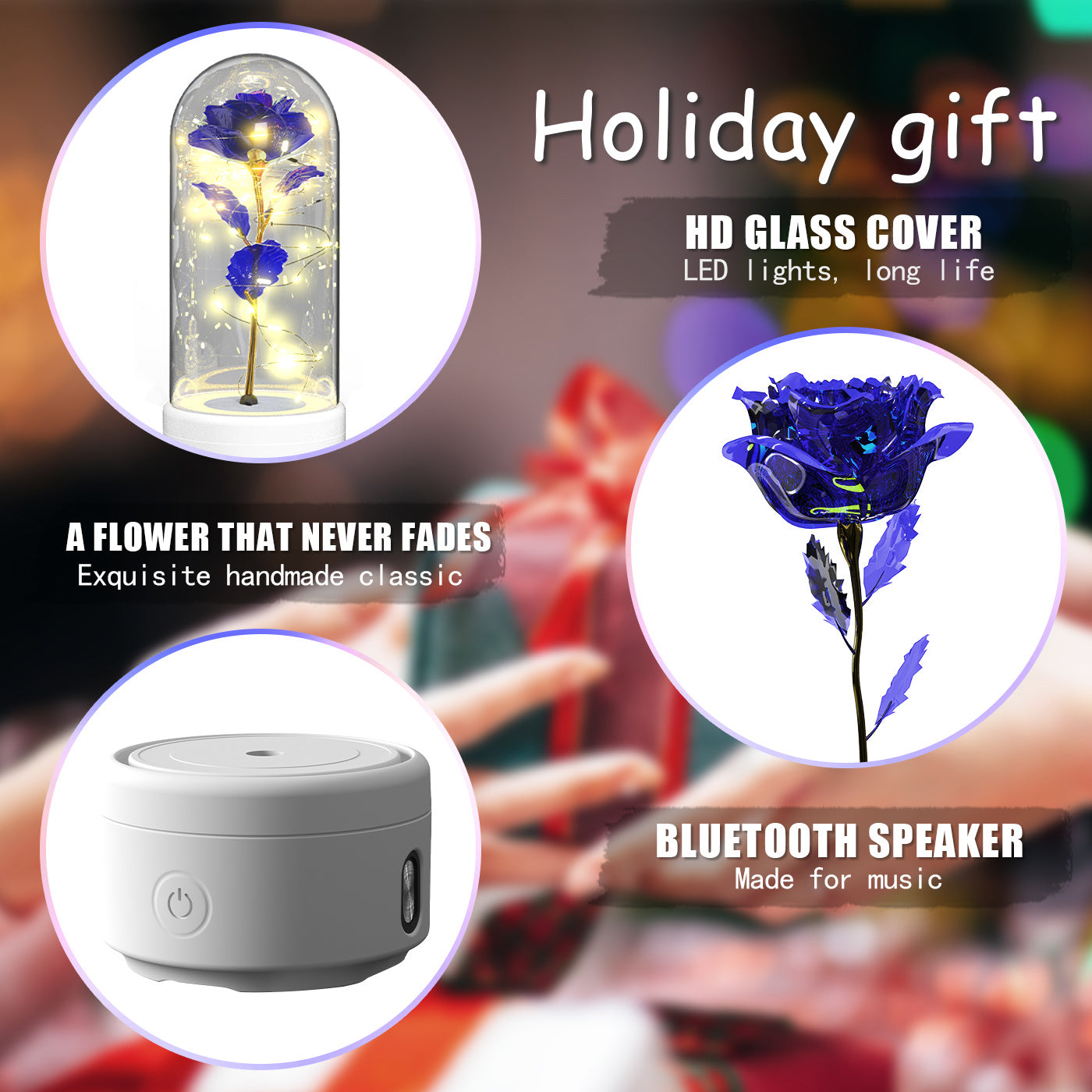 Hot Sale - Everlasting Rose LED Night Light Bluetooth Speaker