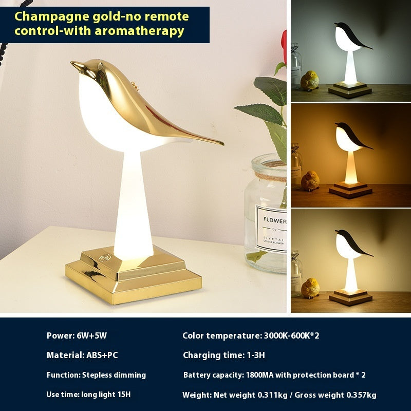 Bedroom Bedside Bird Square Night Light Charging Touch