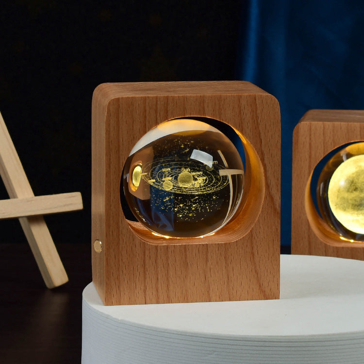 DIY Wooden Night Light 3D Crystal Ball