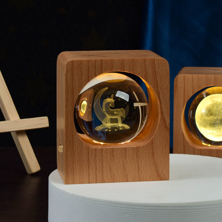 DIY Wooden Night Light 3D Crystal Ball