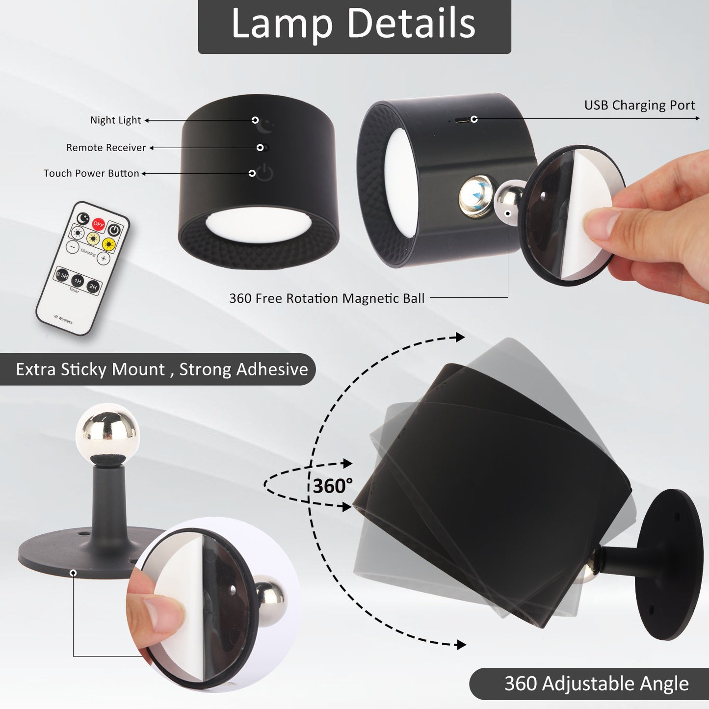 Double-headed Magnetic Wall Bedroom Eye Protection Bedside Corridor Small Night Lamp