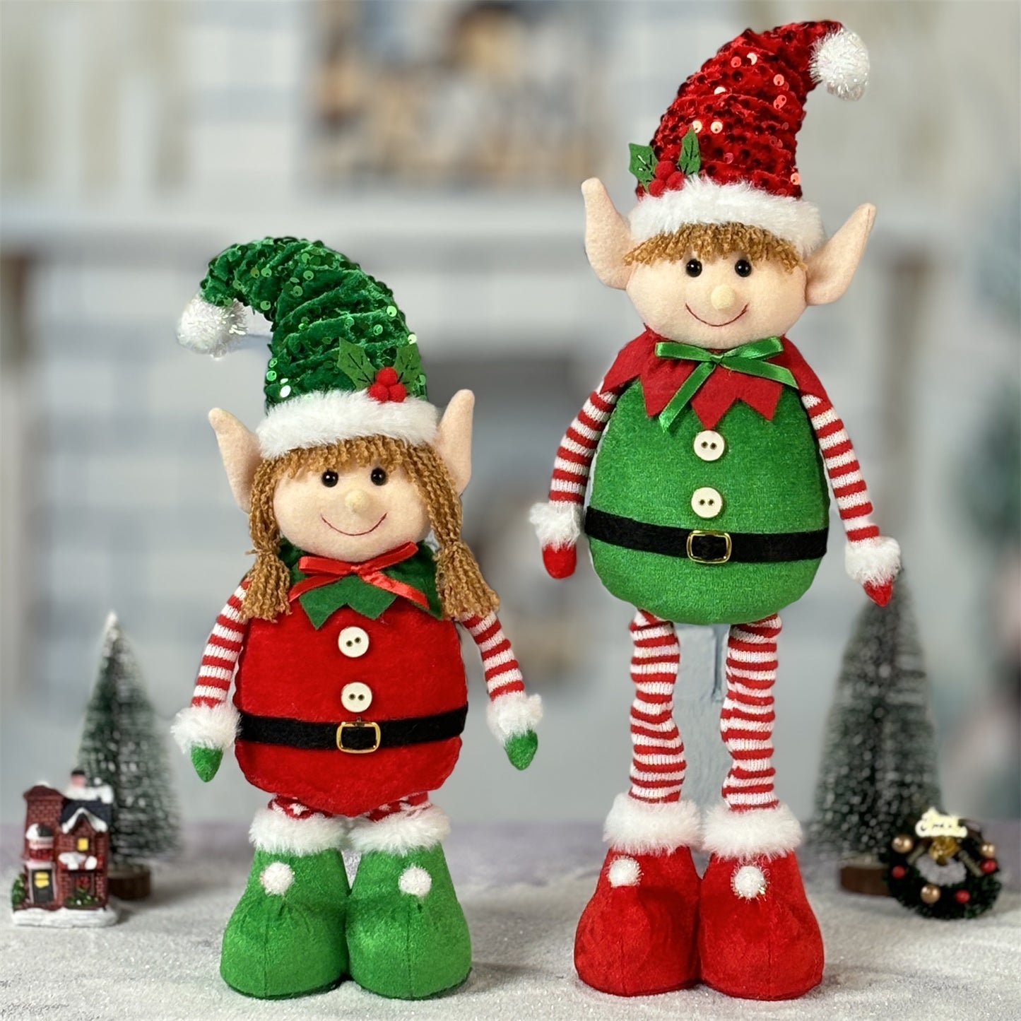 Christmas Hanging Leg Elf Telescopic Doll Ornaments Gift